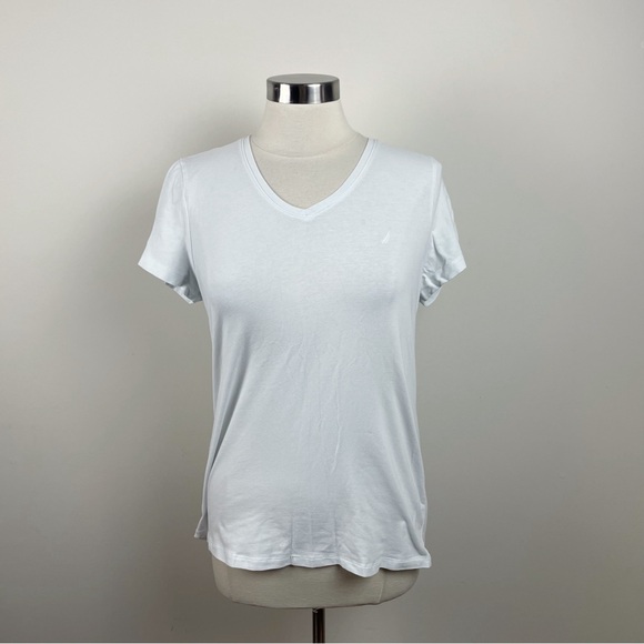 Nautica Solid White Short Sleeve Tee Shirt Women Casual Large - Picture 1 of 4